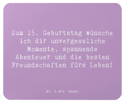 Produktbild von Mr. & Mrs. Panda Mauspad Spruch 15. Geburtstag - Lavendeltraum - Geschenk, pc, Geschenke, Mouse Pad, Glückwunsch, beste Freundschaften, besondere Freude, mousematte
