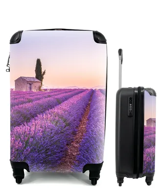Produktbild von MuchoWow® Koffer Handgepäck Trolley Rollkoffer Kleine Reisekoffer mit 4 Rollen - Lavendel - Sonnenuntergang - Lila - Blumen - Cabin Size < 55x40x23 cm & 55x40x20 cm - Fotokoffer - Kabinenkoffer - Boardgepäck - Reise-Box - Reisekoffer - Reisegepäck - Koffer mit Bild - Trolley für Kinder