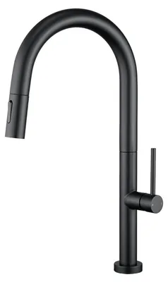 Image de Robinet de cuisine noir, haute pression, avec douchette extractible en acier inoxydable