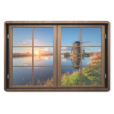Produktbild von MuchoWow® Mauspad Mousepad Aussicht - Mühle - Sonnenuntergang 27x18 cm - Mousepads - Maus Mat - Pad - Mausunterlage - Büroartikel - Desk Matten