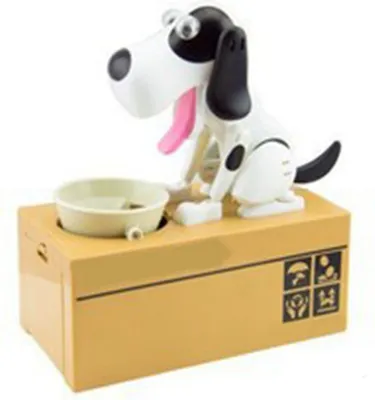 Immagine prodotto di Cane salvadanaio per bambini, cartone animato, carino, attraente, risparmiare denaro, moneta, decorativo, nero, bianco, formato libero