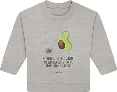 Produktbild von Mr. & Mrs. Panda Organic Baby Pullover Avocado Tanzen 24. - 36. Monat - Heather Grey - Geschenk, Musik, Urlaub, Party, Bullover, Feier, Singen