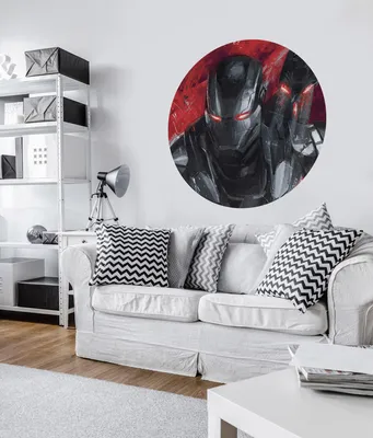 Produktbild von Komar Vlies Fototapete rund und selbstklebend "Avengers Painting War-Machine" - Größe: 128 x 128 cm (Breite x Höhe) - 1 Stück