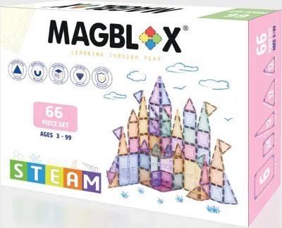 Obrázek produktu pro Magblox magnetická sada - 66 magnetických stavebnic PASTEL transparentní