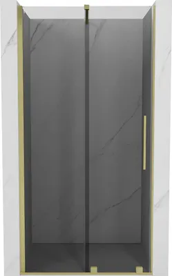 Produktbild von Mexen Velar Schiebetür Duschkabine 120 cm, Graphit, gebürstetes Gold - 871-120-000-41-55