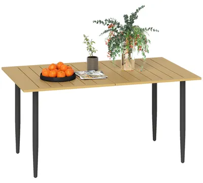 Produktbild von Outsunny Gartentisch 150x90cm, Balkontisch aus Stahl, Balkontisch mit Schirmloch
