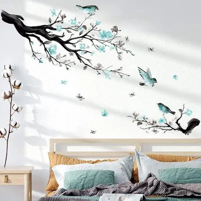 Produktbild von Famanu Wandsticker Vögel auf Baumzweig - Blau
