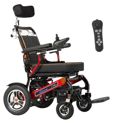 Immagine prodotto di Sedia a rotelle elettrica - Sedia a rotelle pieghevole e leggera - Telecomando - Telaio in alluminio - Meno di 12 kg - Trasportabile - Senza batteria
