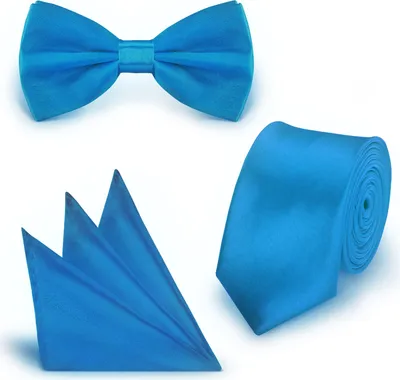 Produktbild von SET Krawatte Fliege Einstecktuch Marineblau  einfarbig uni aus Polyester