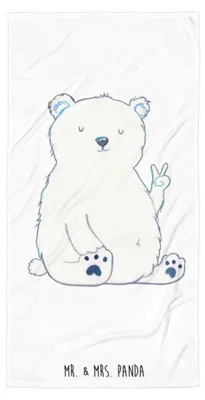 Produktbild von Mr. & Mrs. Panda Handtuch Eisbär Faul - Weiß - Geschenk, Bär, Strandlaken, Frotteehandtuch, Homeoffice, Entspannen, Arbeit, Badehandtuch, Großes, Teddy, Strandtuch, Büro