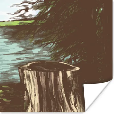 Produktbild von MuchoWow® Poster Baum - Meer - Illustration 50x50 cm - Wohnzimmerdekoration