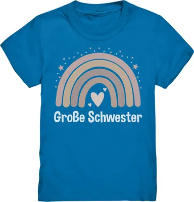 Produktbild von Große Schwester T-Shirt Regenbogen Große Schwester Geschenk – Royal Blue / 134/146 (9-11)