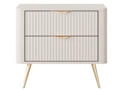 Produktbild von MIRJAN24 Nachttisch Lante, Nachtschrank mit zwei Schubladen, Metallfüße und Aluminiumgriffe (Farbe: Beige)