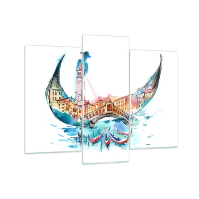 Produktbild von Bilder auf glas - Gondel Gondoliere illustration Kultur - 130x100cm - Glasbilder - Wandbilder - Kunstdruck - Wanddekoration aus Glas - Glas Bilder - Wandbild auf Glas - GCB130x100-3039