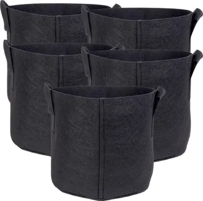 Immagine prodotto di Intirilife 5x sacchetto per piante in pile da 20 litri - 5 galloni - 30 x 25 cm - Fioriera in pile con maniglie per il trasporto per giardino, serra e molto altro. - Sacco per fioriere