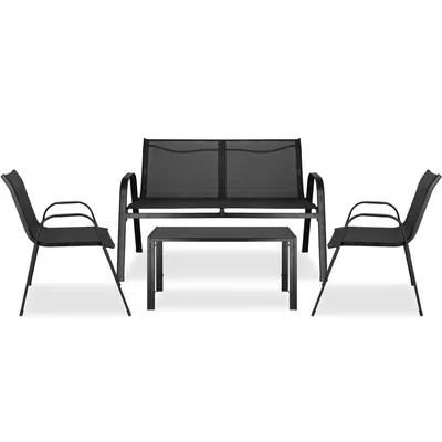 Zdjęcie produktu dla Springos® 4-częściowy zestaw mebli ogrodowych dla 4 osób stół sofa i 2 krzesła