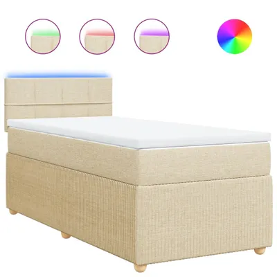 Produktbild von Boxspringbett mit Matratze Creme 80x200 cm Stoff