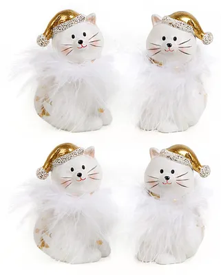 Produktbild von 4 kleine Katzen Figuren Gold weiß  8 cm