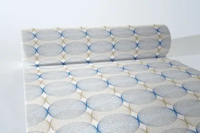 Produktbild von Airlaid Tischläufer Ludo in Blau-Gold, 40 cm x 24 m, 1 Stück - Mank - Kreise