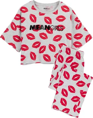 Image de Mean Girls - Pyjama avec pantalon long pour femme NS6888 (L) (Gris/Rouge)