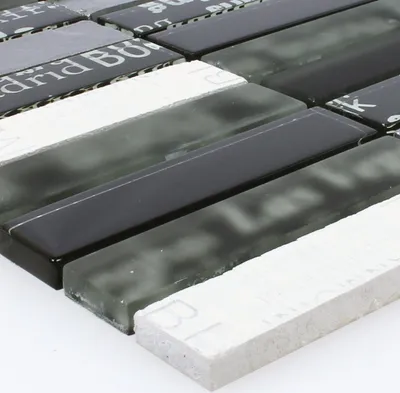 Produktbild von Glasmosaik Naturstein City Mix Schwarz