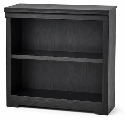 Image de Étagère de bibliothèque, 2 étagères ouvertes, modèle autoportant, largeur 80 cm (W800), en MDF, finition noire structurée