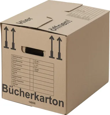 Produktbild von 10 x Bücherkarton Compact 40 kg Traglast stabiler Umzugskarton Bücherkiste Umzug 2-wellige Movebox BB-Verpackungen