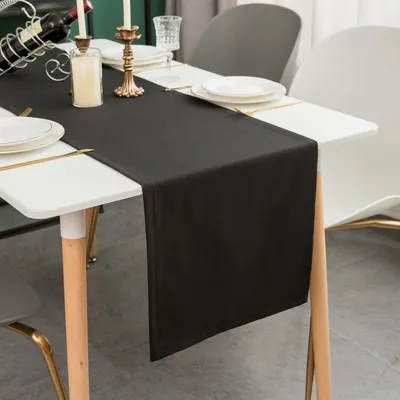 Zdjęcie produktu dla Bieżnik na stół REMZETTA, nowoczesny, łatwy do czyszczenia, wodoodporny, z efektem lotosu, 30x120 cm, czarny