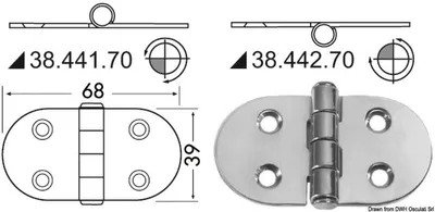 Produktbild von Scharnier standard Bolzen 68 x 39 mm Osculati 38.441.70