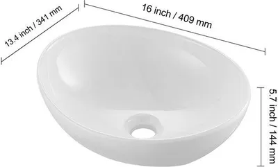 Imagen del producto de Estante de cerámica para bañera - Estante para bañera (lavabo de bañera) - 40 x 34 x 14 cm - Diseño moderno - Fácil de limpiar - Para baño y aseo - Color blanco claro