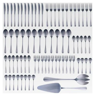 Produktbild von 75-teiliges Besteckset für 12 Personen – Edelstahl Besteckset – Messer, Gabeln, Löffel, Teelöffel, Kuchengabeln, Salatbesteck, Tortenheber – Komplettset