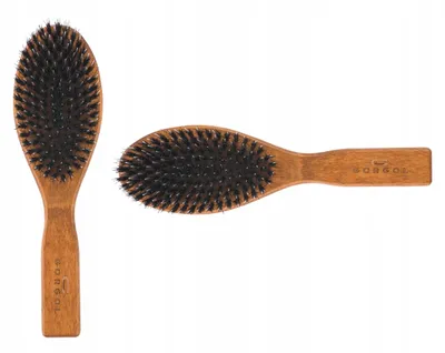 Produktbild von GORGOL Flache Holz Haarbürste mit Wildschweinborsten Nylon-Entwirrer