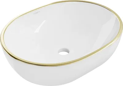 Image de Mexen Viki lavabo à poser 48 x 35 cm, blanc/bord doré - 21054805