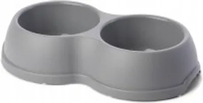 Zdjęcie produktu dla Podwójna miska dla psa szara plastikowa 0,5 l