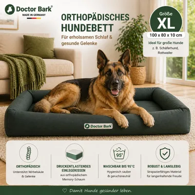 Produktbild von Doctor Bark Hundebett XL aus strapazierfähigem und pflegeleichtem Material, waschbar