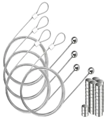 Produktbild von 4-teiliges Fotogirlanden-Set mit 48 Magneten zum Aufhängen von Fotos, 200 cm x 1,5 mm, magnetische Fotokette, Fotoleine mit Clips zum Aufhängen von Postkarten, Fotohalter, Fotowandgirlande, kreative Fotovorhänge