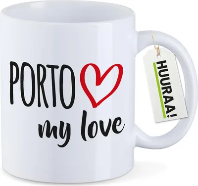 Produktbild von Huuraa Kaffeetasse Porto my love 330ml Weiß Keramik Kaffeebecher Geschenkidee