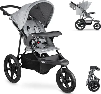Produktbild von Jogging Kinderwagen mit großen Luftreifen, ideal für schwieriges Gelände, Grau