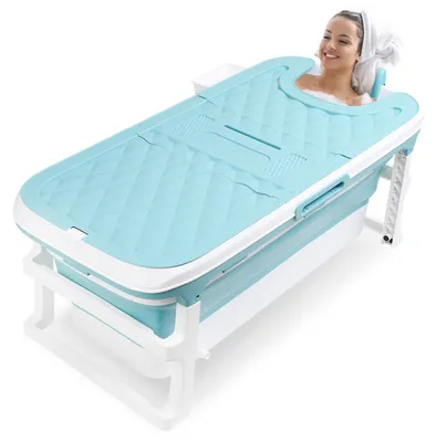 Produktbild von Vigevee Badewanne Erwachsene 149x60x50cm Faltbare Mobile Badewanne Tragbar mit Abdeckung für Dusche Spa