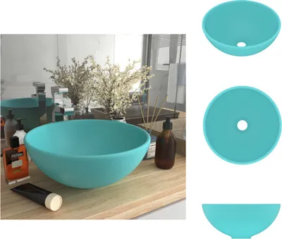 Produktbild von vidaXL Luxus-Waschbecken Rund Matt Hellgrün 32,5x14 cm Keramik -  Badezimmer-Waschbecken