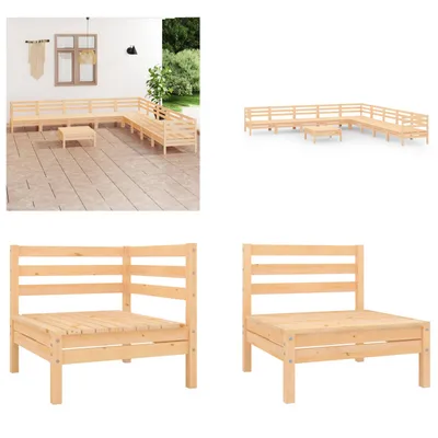 Produktbild von vidaXL 10 tlg. Garten Lounge Set Massivholz Kiefer - Garten-Lounge-Set - Outdoor-Lounge-Set - Holzsofa - Holz Gartensofa
