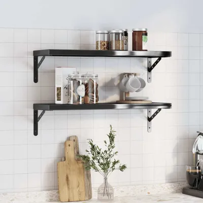 Immagine prodotto di Maison Exclusive - Mensole da parete, 2 pezzi, 75x23,5 cm, nero e acciaio inossidabile