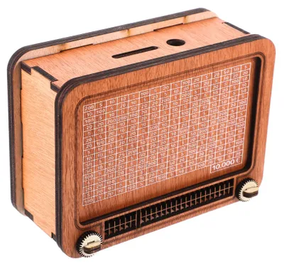 Produktbild von Handgefertigte Spardose aus Holz im Radio-Design