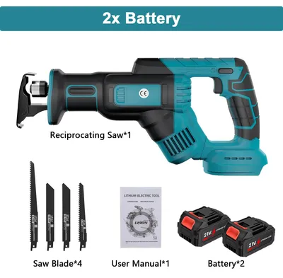 Immagine prodotto di Sega a batteria - Sega a filo (elettrica) - 3000 giri/minuto - 4 lame - Adatta per legno e metallo - 2 batterie