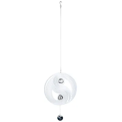 Image de Gilde Windspiel, rund, "Yin Yang", Yin & Yang-Motiv, Edelstahl, weiß, VE 1, L. 0.2 cm, B. 38 cm, H. 108 cm 62203 4063387622032