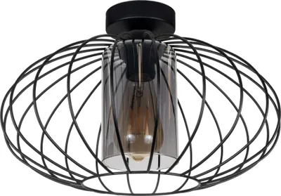 Produktbild von Deckenleuchte Metall E27 Ø 34 cm rund Schwarz Retro Design