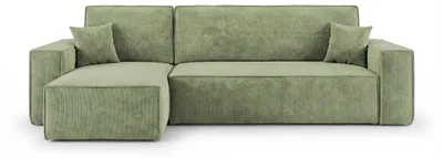 Produktbild von CORNERO Ecksofa mit schlaffunktion CALIFORNIA MINI links hellgrün Cord Poso 47 - Schlaffunktion, Bettkasten