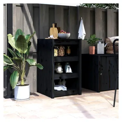 Produktbild von Outdoor-Küchenschrank Schwarz 55x55x92 cm Kiefernholz, Grilltisch, Pflanztisch, Outdoorküche, Sideboard Küche