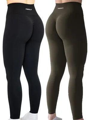 Produktbild von AUROLA Workout-Leggings für Damen, nahtlos, Scrunch-Strumpfhose, Bauchkontrolle,