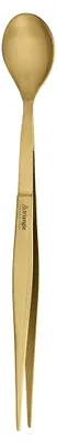 Probierlöffel mit Pinzette, 2-in-1, gold, 17 cm, Edelstahl